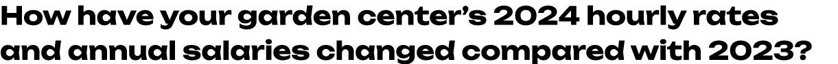 How have your garden center’s 2024 hourly rates and annual salaries changed compared with 2023? 