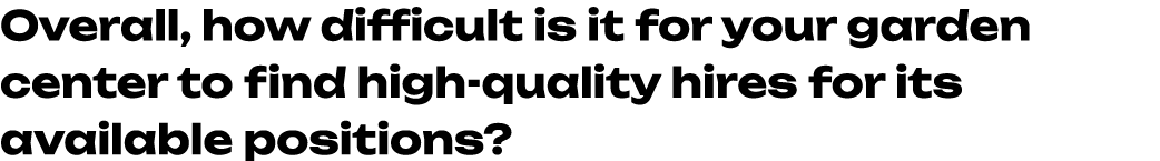 Overall, how difficult is it for your garden center to find high quality hires for its available positions? 
