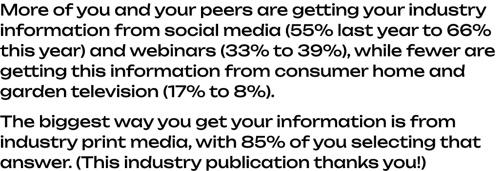 More of you and your peers are getting your industry information from social media (55% last year to 66% this year) a...
