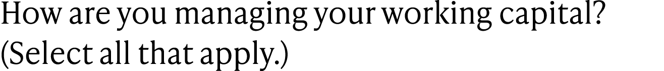 How are you managing your working capital? (Select all that apply.)
