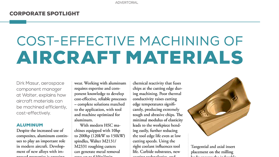 Cost-effective machining of aircraft materials - Aerospace 