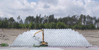 stacking round bales in landfills
