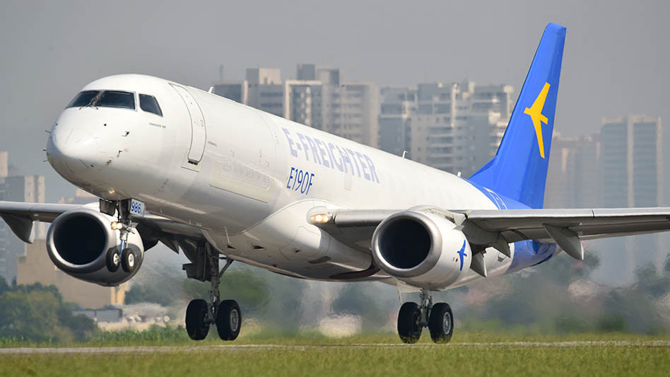 First E-jet Passenger Transport Converted To Cargo Aircraft Debuts 