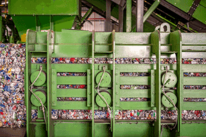 aluminun cans being baled