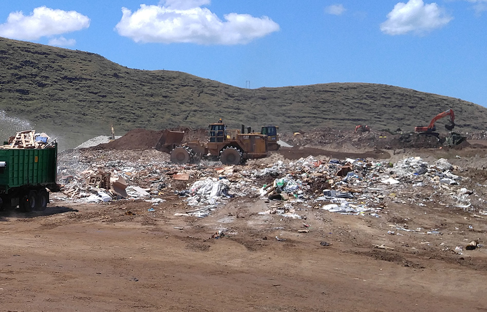 slots with berms of trash