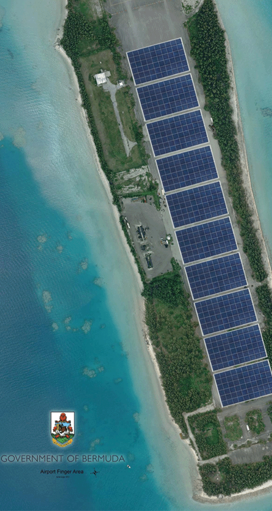 Overhead view of map of where solar array sits at Bermuda airport.