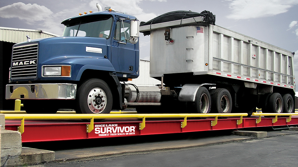 Commercial truck scale weighing a semi truck