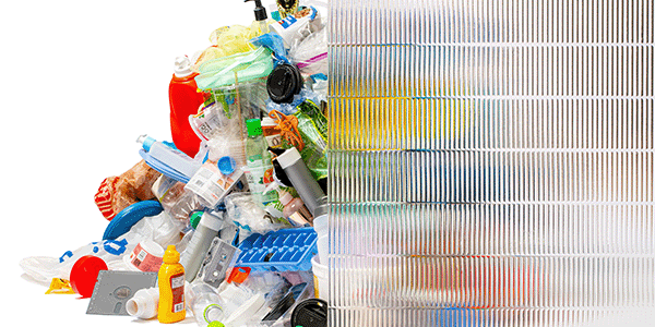 plastic scrap turns into a translucent wall.