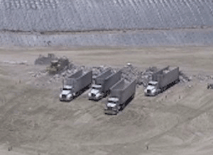 a photo of trucks in the typewriter pattern