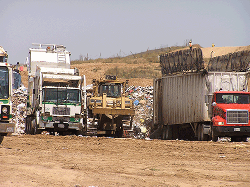 vehicles too close to one another at a landfill