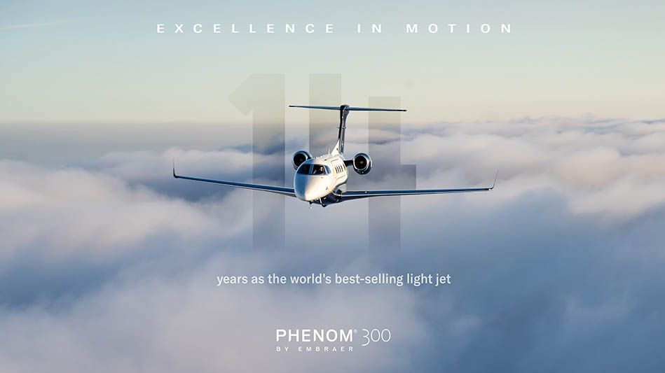 Embraer's Phenom 300 series is best-selling light jet for 14th