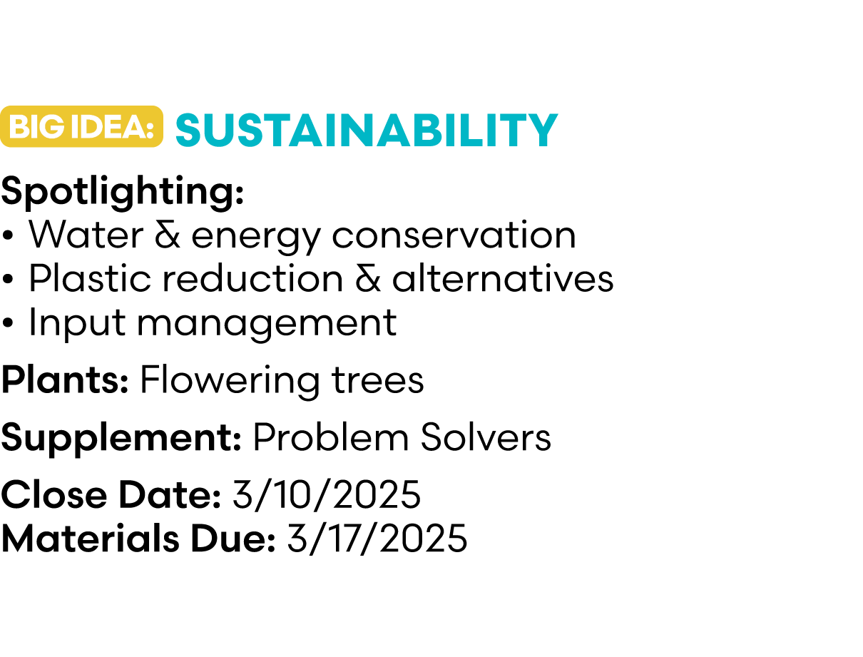 ￼ Sustainability Spotlighting: • Water & energy conservation • Plastic reduction & alternatives • Input management Pl...