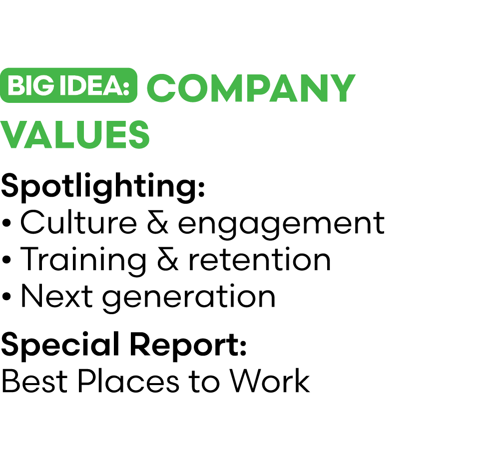 ￼ Company Values Spotlighting: • Culture & engagement • Training & retention • Next generation Special Report: Best P...