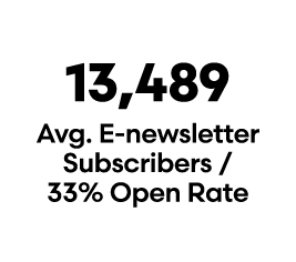 13,489 Avg. E newsletter Subscribers / 33% Open Rate