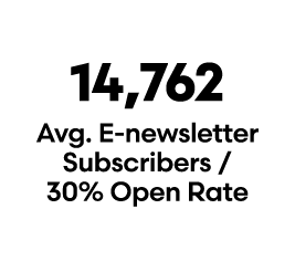 14,762 Avg. E newsletter Subscribers / 30% Open Rate