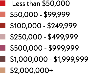  Less than $50,000  $50,000 - $99,999   $100,000 - $249,999   $250,000 - $499,999   $500,000 - $999,999   $1,000,000...